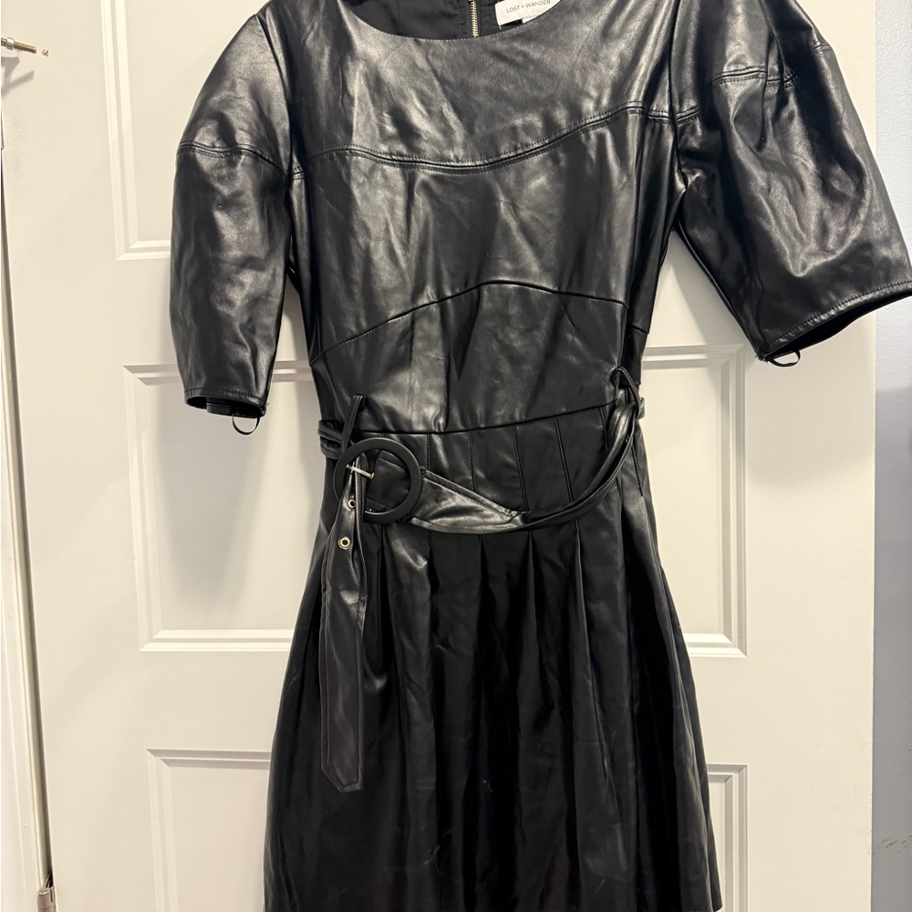Lost + Wander Black Faux Leather Dress
